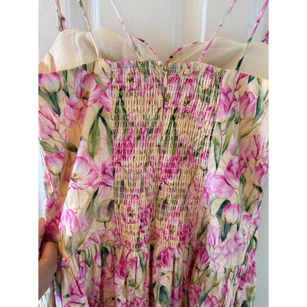 En Saison M Pink Tulip Floral Corset Midi Dress Cottagecore Garden Romantic NWT - Picture 10 of 10